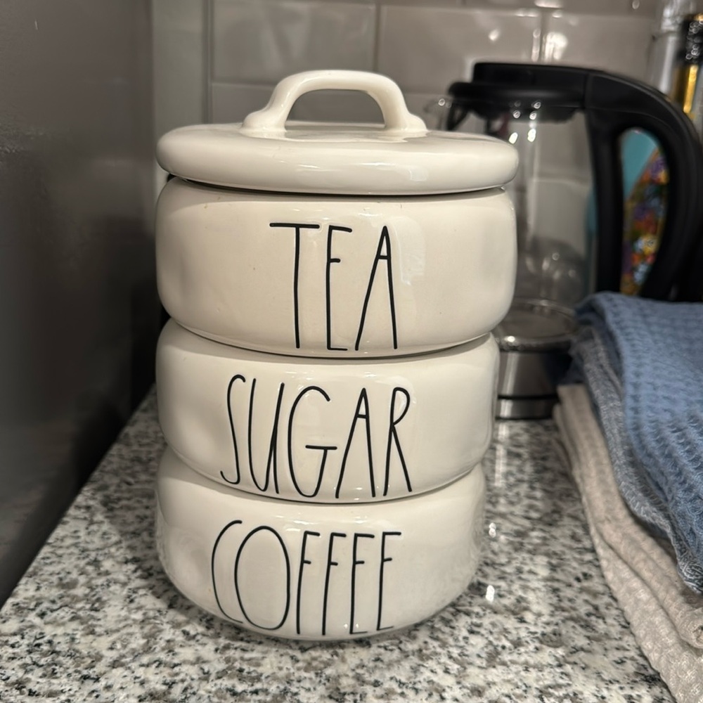 Rae Dunn 3 Tier Canister - Sugar/Tea/Coffee